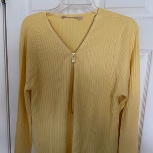 Soft Surroudings Yellow Ribbed Long Sleeve Top with Zipper